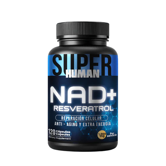 NAD + Resveratrol - Cápsulas de Reparación Celular Antienvejecimiento y Energía Extra (120 Cápsulas) - SuperHuman™
