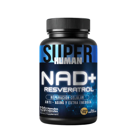 NAD + Resveratrol - Cápsulas de Reparación Celular Antienvejecimiento y Energía Extra (120 Cápsulas) - SuperHuman™